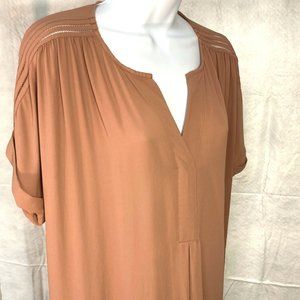 Short Sleeve Work Blouse, Antique Brass Color, Size Medium